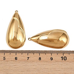 304ステンレスペンダント  ティアドロップチャーム  イオンプレーティング（ip）  18KGP本金メッキ  35.5x17x5mm  穴：1.4mm&nbsp;STAS-L303-08G