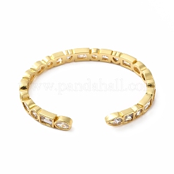 Cubic Zirconia Rectangle & Heart Wrap Open Cuff Bangle&nbsp;BJEW-E378-01G
