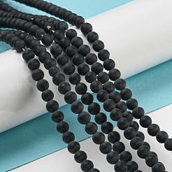 天然黒瑪瑙のビーズ連売りを等級付けする  染め＆加熱  艶消し  ラウンド  4mm  穴：0.8mm  約92~95個/連  15インチ&nbsp;G447-2