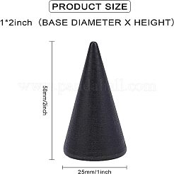 ウッドリングホルダー  リングコーン  ジュエリークラフトディスプレイ  ブラック  25x50mm&nbsp;AJEW-WH0120-53B