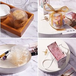 折り畳み式の透明なペットボックス  結婚披露宴のベビーシャワーの荷箱のため  ポリエステルオーガンジーリボン付き  透明  完成品：5~8x5~8x5~8cm&nbsp;CON-SZ0001-09