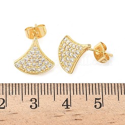 ファンブラスマイクロパヴェクリアキュービックジルコニアスタッドピアス  パヴェクラスターイヤリング  ラックめっき  カドミウムフリー＆鉛フリー  ゴールドカラー  13x13mm&nbsp;EJEW-Z144-16G