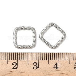 304ステンレススチールツイストリンクリング  変色しない  ステンレス鋼色  正方形  11x11x1mm  内径：8x8mm&nbsp;STAS-L300-006D-P