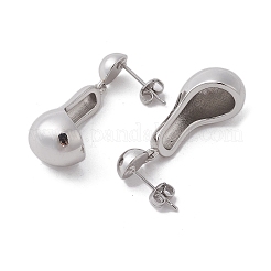 真鍮製ダングルスタンドピアス  ティアドロップ  プラチナ  32.5x10.5mm&nbsp;EJEW-M244-04P