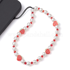 3Pcs Fruits Polymer Clay & Imitated Pearl & Glass Beaded Mobile Straps&nbsp;HJEW-JM01641