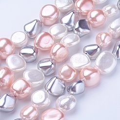 シェルパールビーズ連売り  ナゲット  ミックスカラー  15~21x15~18x7.5~15mm  穴：1mm  約19個/連  16.14インチ〜16.53インチ（41~42cm）&nbsp;BSHE-P030-02