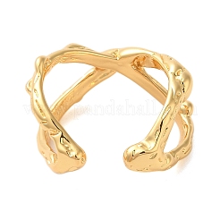 304ステンレススチールオープンカフリング  女性のためのジュエリー  18KGP本金メッキ  文字x  内径：16.4mm&nbsp;RJEW-K261-01B-G