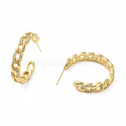 Cubic Zirconia Curb Chain Shape Stud Earrings&nbsp;EJEW-E263-06G