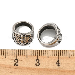 316サージカルステンレススチール製大穴ビーズ  アンティークシルバー  シールド  9x11x8mm  穴：8mm&nbsp;STAS-Q326-07AS-01