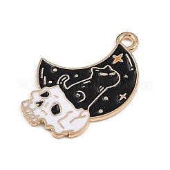 ハロウィンアロイエナメルペンダント  スカル  27x19x1.2mm  穴：2mm&nbsp;FIND-I052-01KCG-04