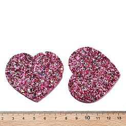 PUレザービッグペンダント  スパンコール  バレンタインデーコレクション  ハート  カラフル  50x56.5x2mm  穴：1.6mm&nbsp;FIND-R050-01K