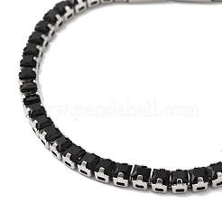 ブラックキュービックジルコニアテニスブレスレット  304ステンレススチールスクエアリンクチェーンブレスレット  ステンレス鋼色  7-1/2インチ（19~19.2cm）&nbsp;BJEW-M301-01P-01
