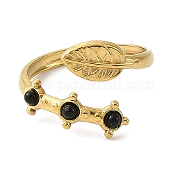 Natural Dyed & Heated Black Agate Finger Rings&nbsp;RJEW-F166-50G