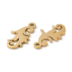 イオンプレーティング（IP）304ステンレスペンダント  手動研磨  リーフチャーム  ゴールドカラー  17.5x10x1mm  穴：1.6mm&nbsp;STAS-Q303-16G