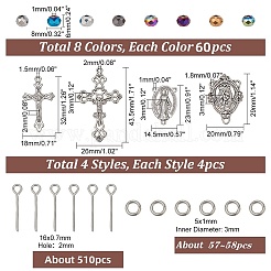 DIYロザリオビーズスタイルのネックレスブレスレット作成キット  クロス&聖母マリア合金ペンダントジュエリーセット  アンティークシルバー＆プラチナ  8x6mm  穴：1mm&nbsp;DIY-PH0021-63