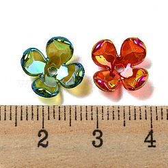 アクリルビーズキャップ  ABカラーメッキ  4  - 花びらの花  ミックスカラー  12x12x5mm  穴：1.5mm&nbsp;OACR-C021-02