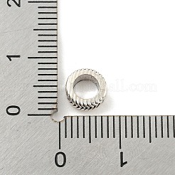 チベット風合金ヨーロピアンビーズ  カドミウムフリー＆鉛フリー  大穴ビーズ  葉  アンティークシルバー  7x3mm  穴：4.5mm&nbsp;FIND-M011-24AS