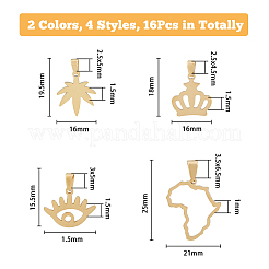 16Pcs 8 Style PVD Vacuum Plating 304 Stainless Steel Pendants&nbsp;STAS-DC0013-08