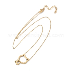 304ステンレススチール製猫のアウトラインペンダントネックレス（女性用）  ゴールドカラー  17.99インチ（45.7cm）&nbsp;NJEW-F339-03G