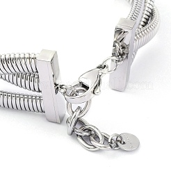 女性用304ステンレススチールブレスレット  ステンレス鋼色  8-1/2インチ（21.7cm）&nbsp;BJEW-U009-04P-02
