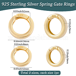 2Pcs 2 Styles 925 Sterling Silver Spring Gate Rings&nbsp;STER-SC0001-66A