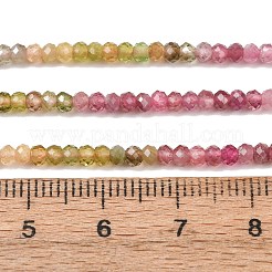 グラデーションカラーの天然マルチカラートルマリンビーズ連売り  ロンデル  ファセットビーズ  3x2mm  穴：0.5~0.6mm  約182個/連  15.35''（39センチメートル）&nbsp;G-D110-C02-02