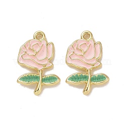 メッキ合金エナメルチャームラック  ライトゴールドトーンの花/バラのチャーム  ミックスカラー  22x14x2.5mm  穴：1.5mm&nbsp;PALLOY-O109-14LG