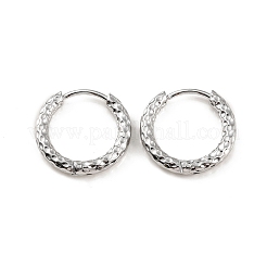 変色しない304ステンレススチールの溝付きフープピアス  ステンレス鋼色  16.5x2.5mm  ピン：1mm&nbsp;X-EJEW-M218-01B-P
