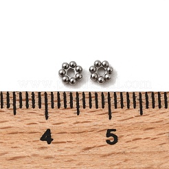 304ステンレススチールスペーサービーズ  花  ステンレス鋼色  4x1.5mm  穴：1mm&nbsp;STAS-Z156-01P-01