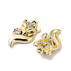 合金クリスタルペンダント  ラインストーン付き  キツネのチャーム  ゴールドカラー  23.5x13x4mm  穴：1.6mm&nbsp;FIND-I043-02G
