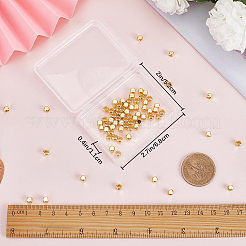 真鍮ビーズ  キューブ  18KGP本金メッキ  4x4x4mm  穴：2.6mm  50個/セット&nbsp;KK-CN0003-32C