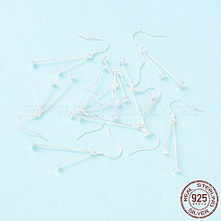 925スターリングシルバーピアスフック  ダブルペグベイル付き  片穴パーツ用  銀  42.5x4mm  22ゲージ  ピン：0.6mmおよび0.7mm（片穴ビード用）&nbsp;STER-P047-05S