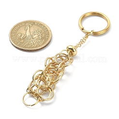 真鍮編組マクラメポーチ空石ホルダー用キーホルダー  304ステンレススチールリング付き  18KGP本金メッキ  9.6cm&nbsp;KEYC-TA00020-02