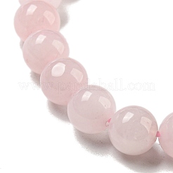 8.5mm ラウンド天然ローズクォーツビーズストレッチブレスレット  女性用真鍮製ベイル付きハートチャームブレスレット  内径：2-1/8インチ（5.5cm）&nbsp;BJEW-C074-01L
