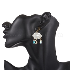 3D Cloud Glass Seed Beades Dangle Stud Earrings&nbsp;EJEW-MZ00644-02