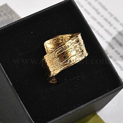 304 Stainless Steel Open Cuff Ring for Women&nbsp;RJEW-M049-01G-03