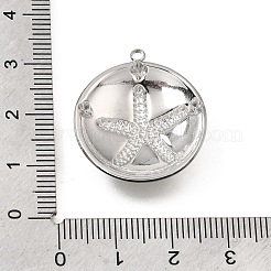 304ステンレスペンダント  ヒトデのチャームが付いたフラットラウンド  ステンレス鋼色  26.5x24x5.5mm  穴：2mm&nbsp;SA-CBAD9BF-08P