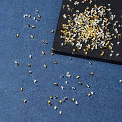 1200 個 2 色真鍮つぶし玉  チューブ  ゴールデン＆シルバー  2x2x0.15mm  穴：1.5mm  約600PCS /カラー&nbsp;KK-FS0001-37