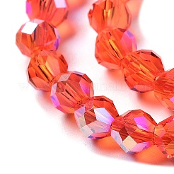 電気メッキガラスビーズセット  多面カット  双円錐形  レッドオレンジ  5.5~6x5mm  穴：1.2mm  約78~79個/連  15.35~15.55''（39~39.5センチメートル）&nbsp;GLAA-A014-02D