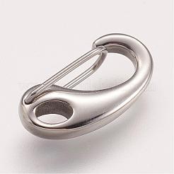 変色しにくい304ステンレススチール製プッシュゲートスナップキーチェーン留め具  自動閉鎖式留め金  ステンレス鋼色  16x8x4mm  穴：2x3mm&nbsp;STAS-F083-07P