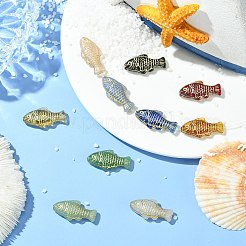 10個10色手作りランプワークビーズ  魚  ゴールドライン入り  ミックスカラー  12x24.5x5.5mm  穴：1.2mm  1pc /カラー&nbsp;LAMP-CJ0002-66