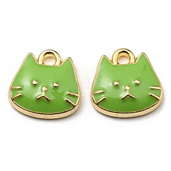 金メッキ合金チャーム  エナメル  カドミウムフリー＆ニッケルフリー＆鉛フリー  猫の形のチャーム  ミックスカラー  11x11x3mm  穴：1.6mm&nbsp;X-ENAM-L042-01G