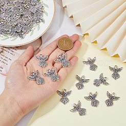 チベット風アロイペンダント50個  天使  カドミウムフリー＆鉛フリー  アンティークシルバー  26x23x2.5mm  穴：1.5x4mm&nbsp;TIBE-FH0001-24