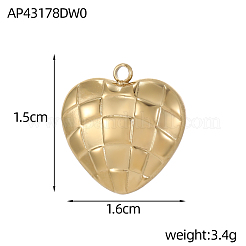 Heart Charms 304 Stainless Steel Pendants&nbsp;STAS-OY004-31G