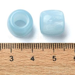 レジンヨーロピアンビーズ  大きな穴バレルビーズ  ライトブルー  11x12x12mm  穴：6mm&nbsp;RESI-U008-02E