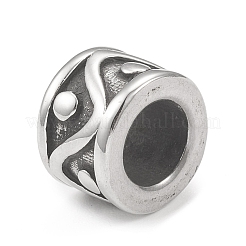 304ステンレススチールヨーロピアンビーズ  大穴ビーズ  コラム  アンティークシルバー  11x8mm  穴：6.5mm&nbsp;STAS-G303-04AS