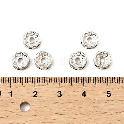 真鍮グレードBラインストーンスペーサービーズ  カドミウムフリー＆鉛フリー  ロンデル  クリスタル  銀  8x3.8mm  穴：1.5mm&nbsp;X-RSB038-B01