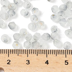 艶消しガラスビーズ  双円錐形  金箔  多面カット  ライトグレー  4.5x3.5mm  穴：1mm  14個/ 10g&nbsp;X1-FGLA-D300-01H