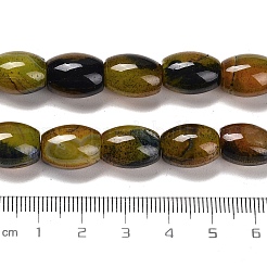 天然石瑪瑙ビーズ連売り  ボンゴの形  染め＆加熱  ドラム  ダークオリーブグリーン  13~14x10mm  穴：1.2mm  約28個/連  15.16''（38.5センチメートル）&nbsp;G-B079-E01-01C