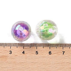 UVメッキレインボー虹色アクリルビーズ  二層ビーズ  ラウンド  16x15.5mm  穴：3mm&nbsp;OACR-H112-16B